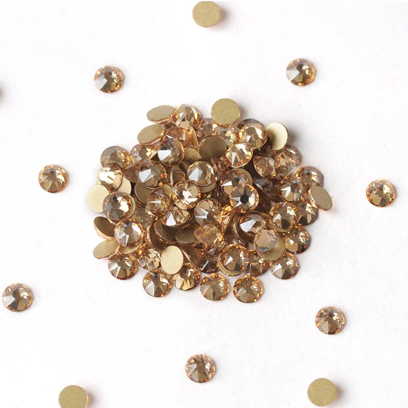 YANRUO 2088NoHF All Sizes Golden Shadow Non Hotfix Cold Fixation Glass Strass Gold Stones Flat Back Crystal Rhinestones