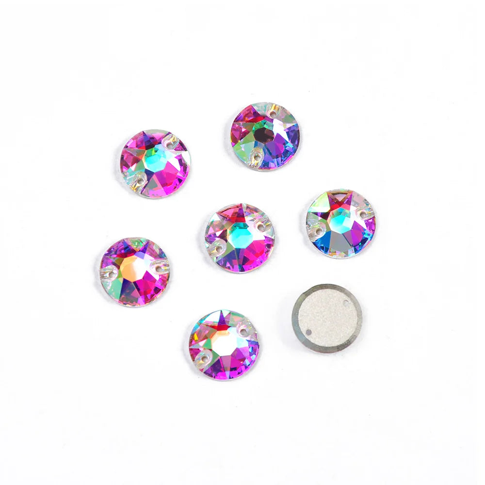 Round Sew-On Glass Rhinestones – Crystal & AB Colours