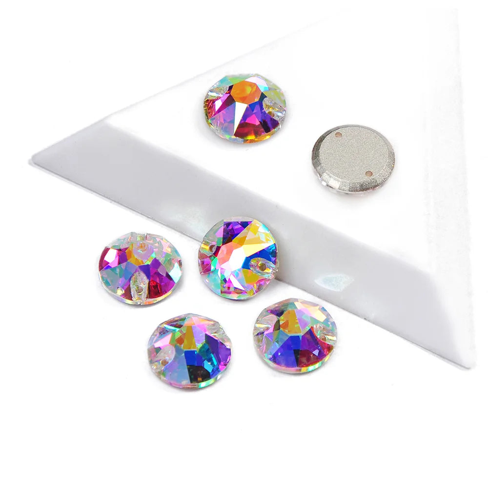 Round Sew-On Glass Rhinestones – Crystal & AB Colours