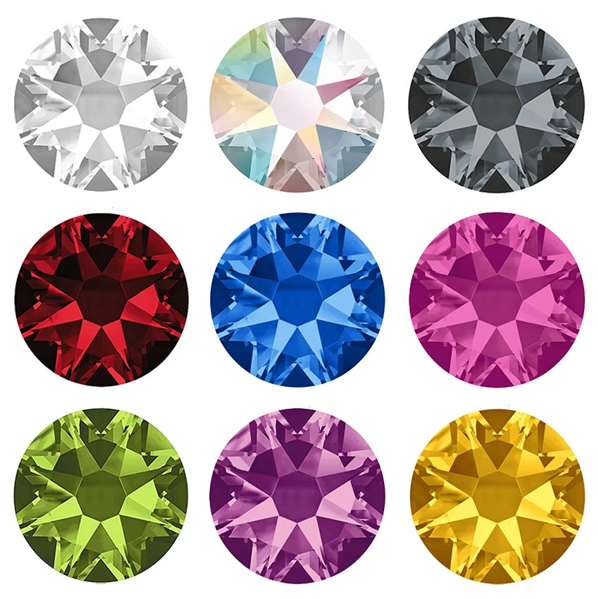 YANRUO 2088 Non Hotfix 8 Big 8 Small Flat Back Stick On Rhinestones Cold Fixation Glitter Strass Crystals For Nails Decoration