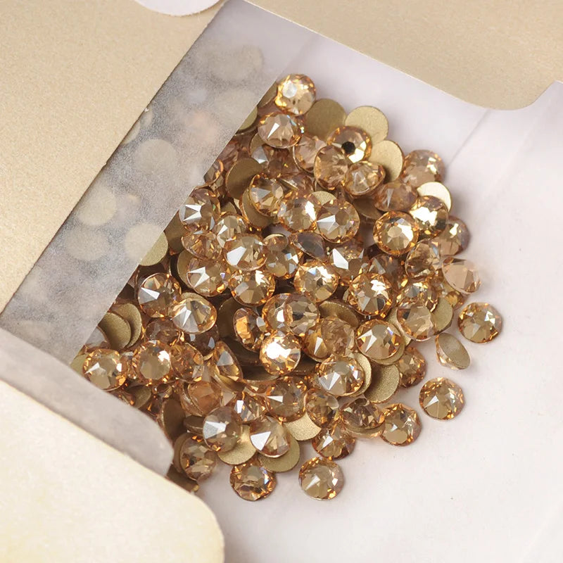 YANRUO 2088NoHF All Sizes Golden Shadow Non Hotfix Cold Fixation Glass Strass Gold Stones Flat Back Crystal Rhinestones