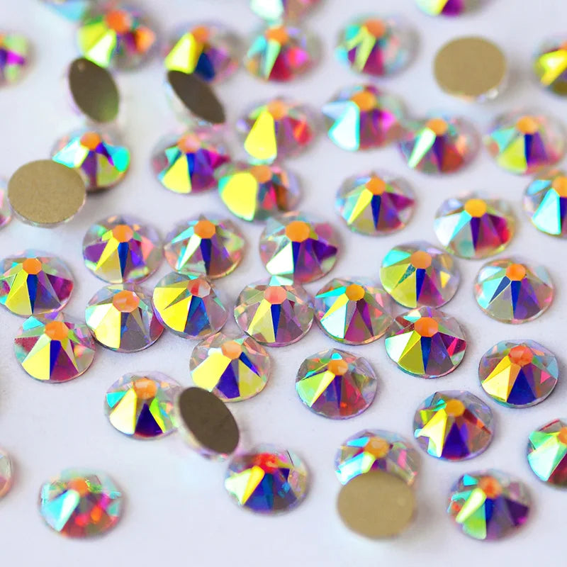 YANRUO 2088NoHF All Sizes AB Flat Back Non Hotfix Glitter Strass Stick On Nails Glass Crystal Rhinestones For Nail Art