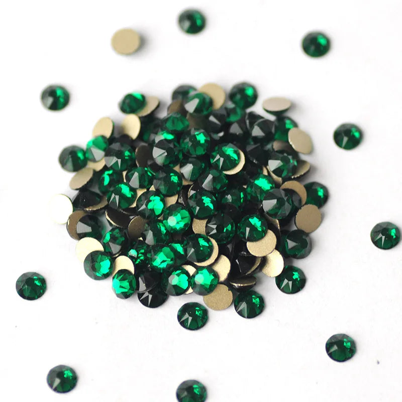 YANRUO 2088NoHF All Sizes Emerald Flatback 3D Nail Art Glitter Gems Strass Crystal Green Stones Non Hotfix Rhinestones
