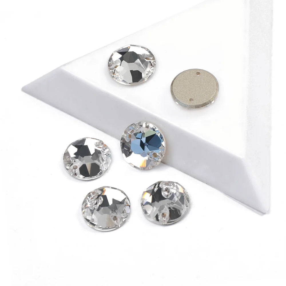 Round Sew-On Glass Rhinestones – Crystal & AB Colours