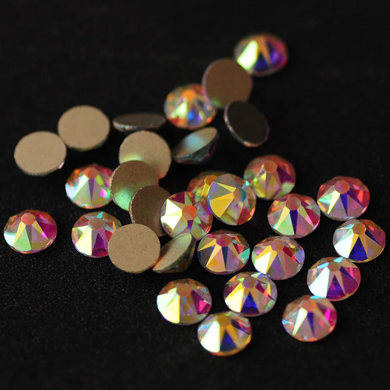 YANRUO 2088NoHF All Sizes AB Flat Back Non Hotfix Glitter Strass Stick On Nails Glass Crystal Rhinestones For Nail Art