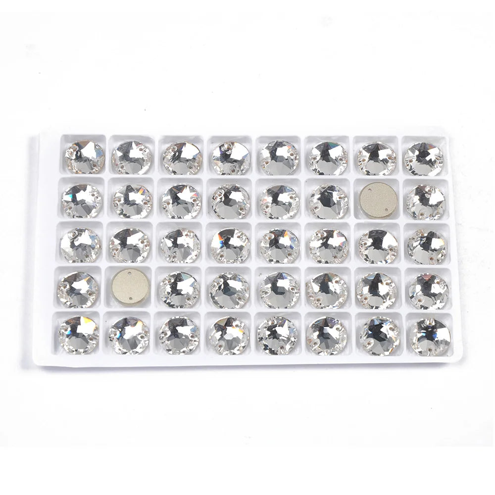 Round Sew-On Glass Rhinestones – Crystal & AB Colours