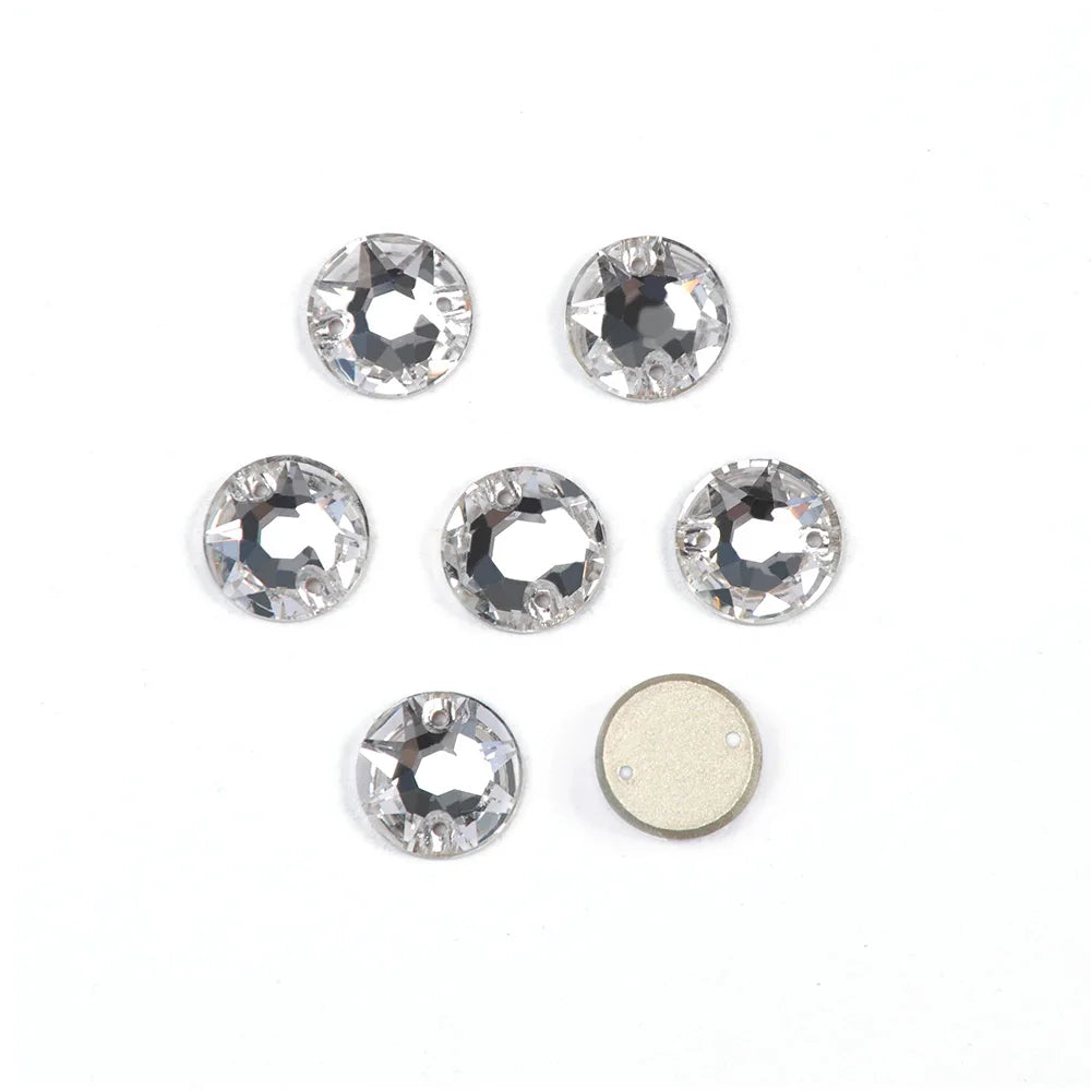 Round Sew-On Glass Rhinestones – Crystal & AB Colours