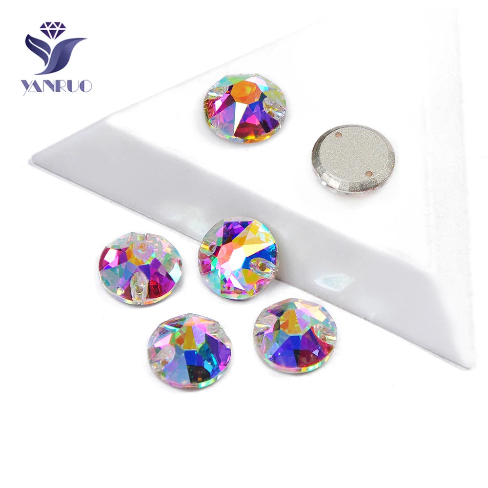 Round Sew-On Glass Rhinestones – Crystal & AB Colours