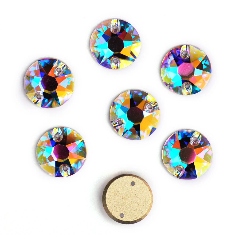 Round Sew-On Glass Rhinestones – Crystal & AB Colours