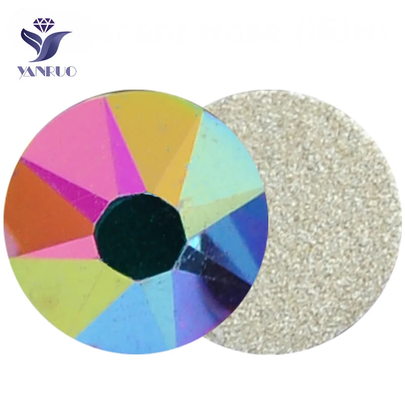 YANRUO 2088 Rainbow Rose Gold DIY Non Hotfix Rhinestones Cold Fixation Flat Back Strass Crystals Glass Stones For Clothing