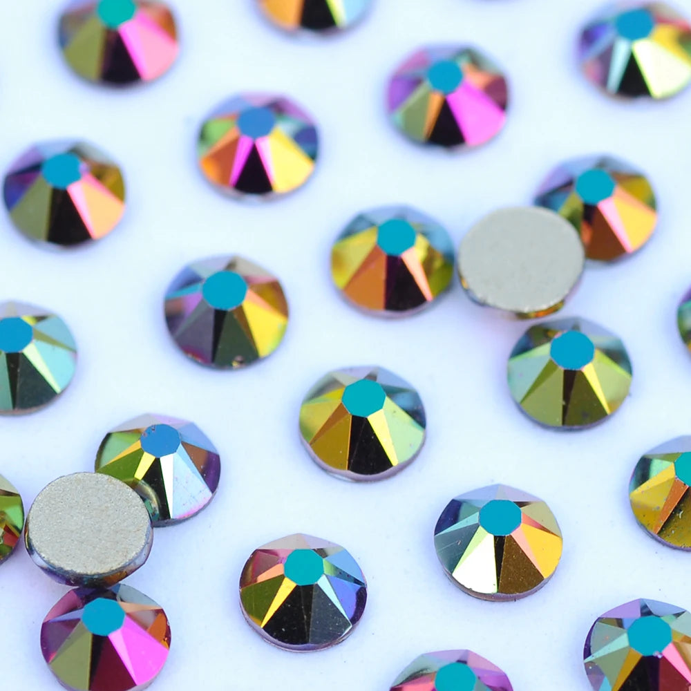 YANRUO 2088 Rainbow Rose Gold DIY Non Hotfix Rhinestones Cold Fixation Flat Back Strass Crystals Glass Stones For Clothing