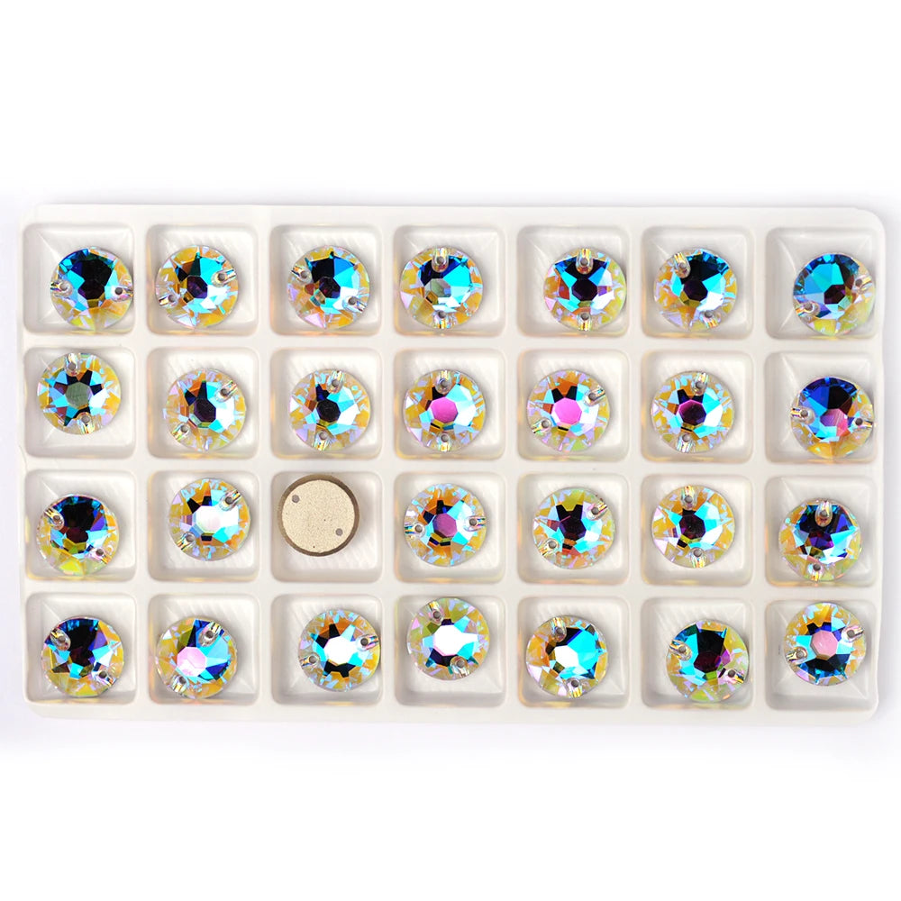 Round Sew-On Glass Rhinestones – Crystal & AB Colours