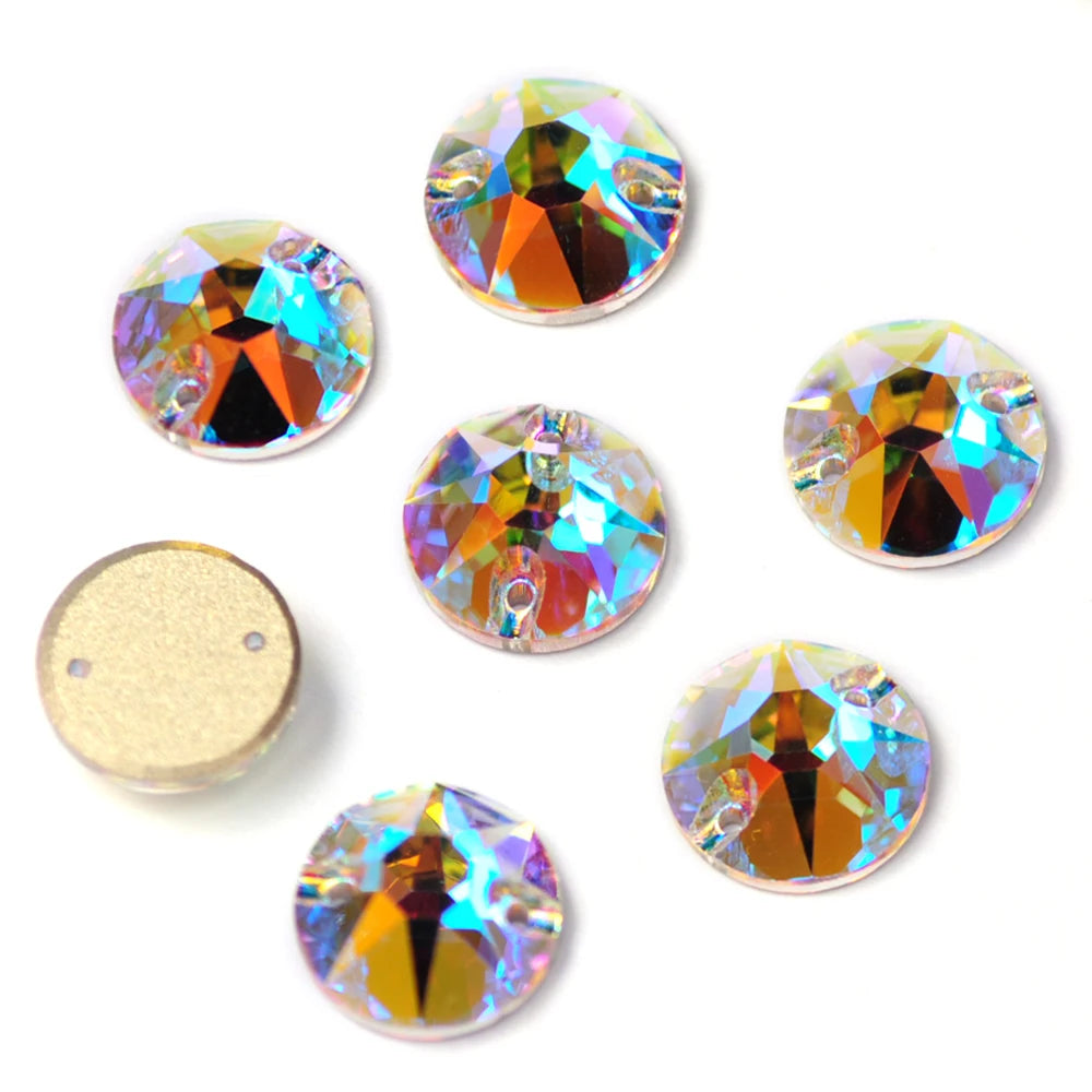 Round Sew-On Glass Rhinestones – Crystal & AB Colours