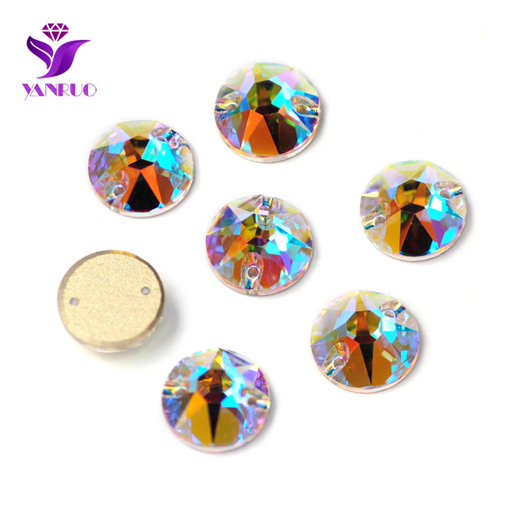 Round Sew-On Glass Rhinestones – Crystal & AB Colours